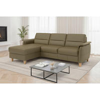 ROHOVÁ SEDAČKA, koža, olivovozelená - olivovozelená/farba duba, Basics, koža/drevo (163/244cm) - Sit & More