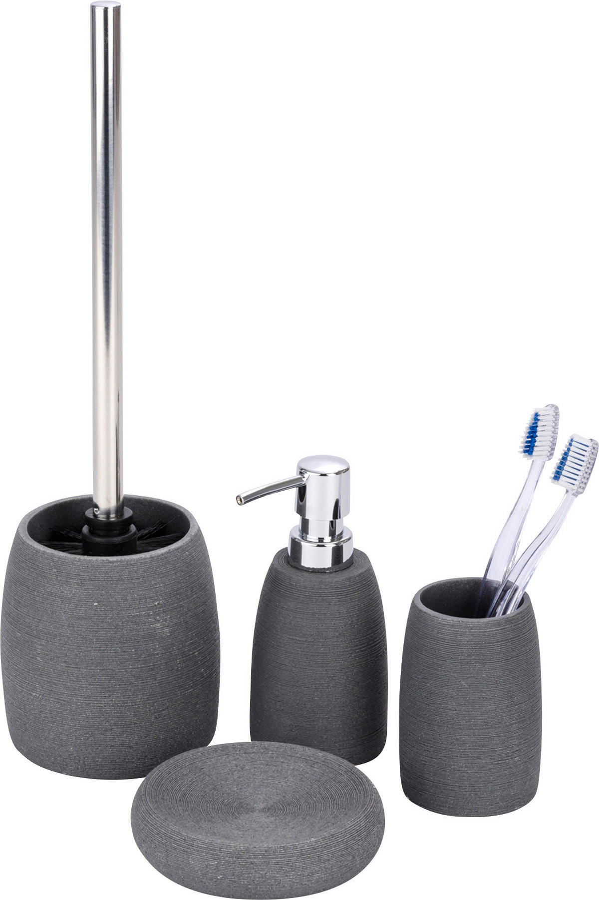 WC-BÜRSTENGARNITUR - Chromfarben/Grau, Basics, Kunststoff (10/15/10cm) - Wenko