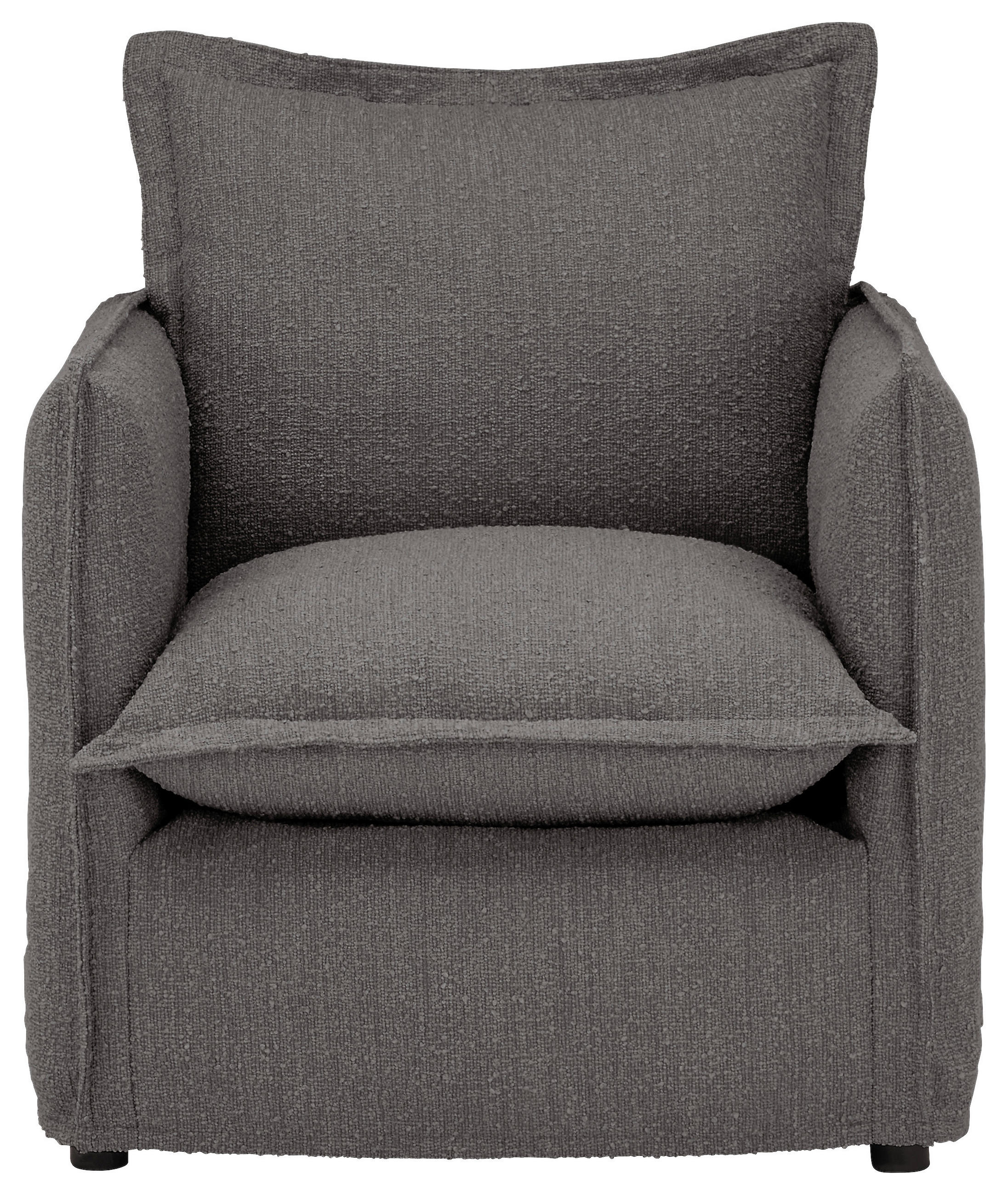 HUSSEN-SESSEL in Flachgewebe, Bouclé Grau  - Schwarz/Grau, Trend, Textil/Metall (120/82/98cm) - Livetastic