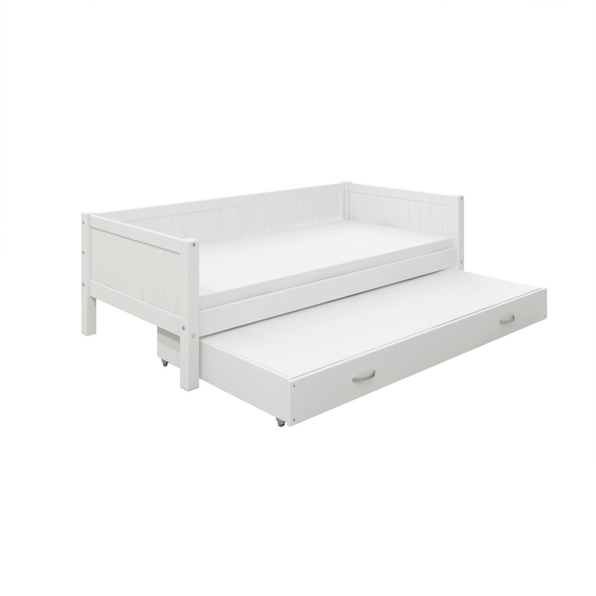 AUSZIEHBETT 90/200 cm,  in Weiß, Rollrost für Zusatzbett, Rollrost für Hauptbett  - Weiß, MODERN, Holz (90/200cm) - Chameo