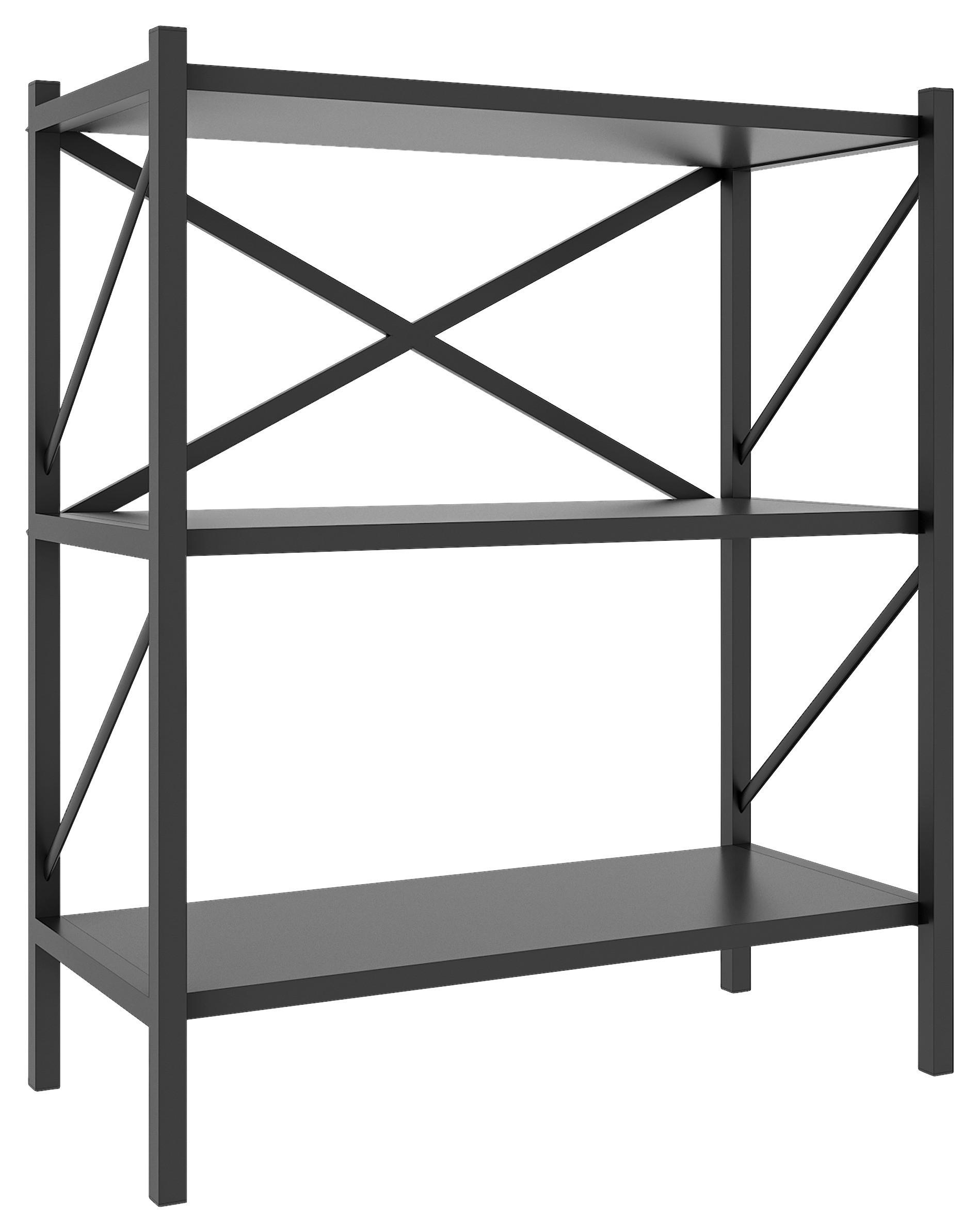 Regal Mit 3 Ablagen Insasi B: 66 cm Anthrazit/Schwarz