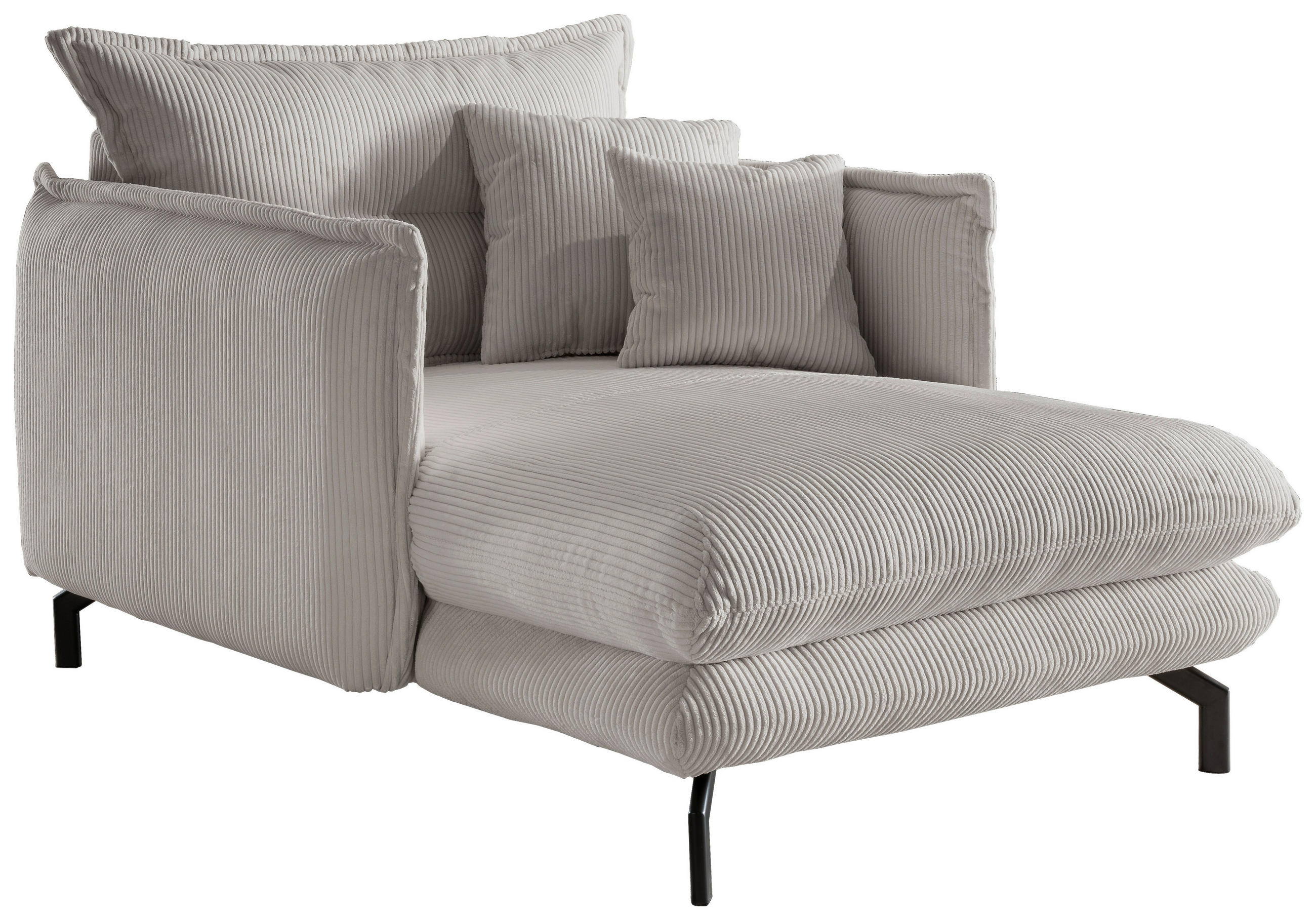 XXL-SESSEL Cord Silberfarben    - Silberfarben/Schwarz, MODERN, Textil/Metall (111/101/167cm) - Livetastic