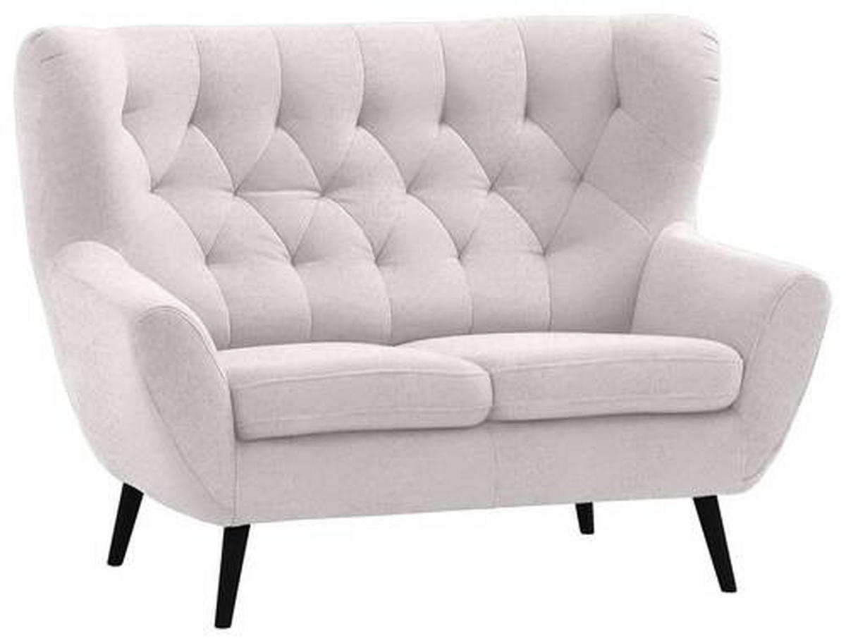 2-SITZER-SOFA in Flachgewebe Beige  - Beige/Schwarz, Design, Holz/Textil (137/101/95cm) - Stylife