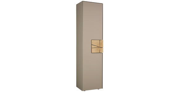 SCHRANK in mehrschichtige Massivholzplatte (Tischlerplatte), vollmassiv Kerneiche Eichefarben, Fango - Fango/Eichefarben, Natur, Glas/Holz (50/196/39cm) - Valnatura