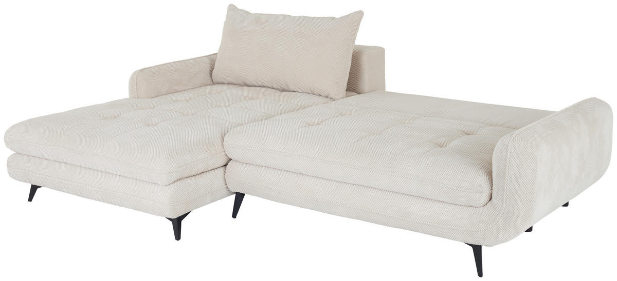 ECKSOFA WAVE Creme Struktur  - Beige/Creme, MODERN, Textil/Metall (189/266cm) - MID.YOU