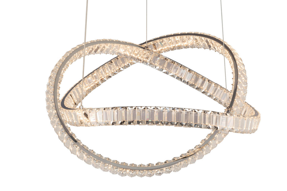 LED-HÄNGELEUCHTE Detroit 53/150 cm   - Silberfarben, Design, Glas/Kunststoff (53/150cm) - Glandor