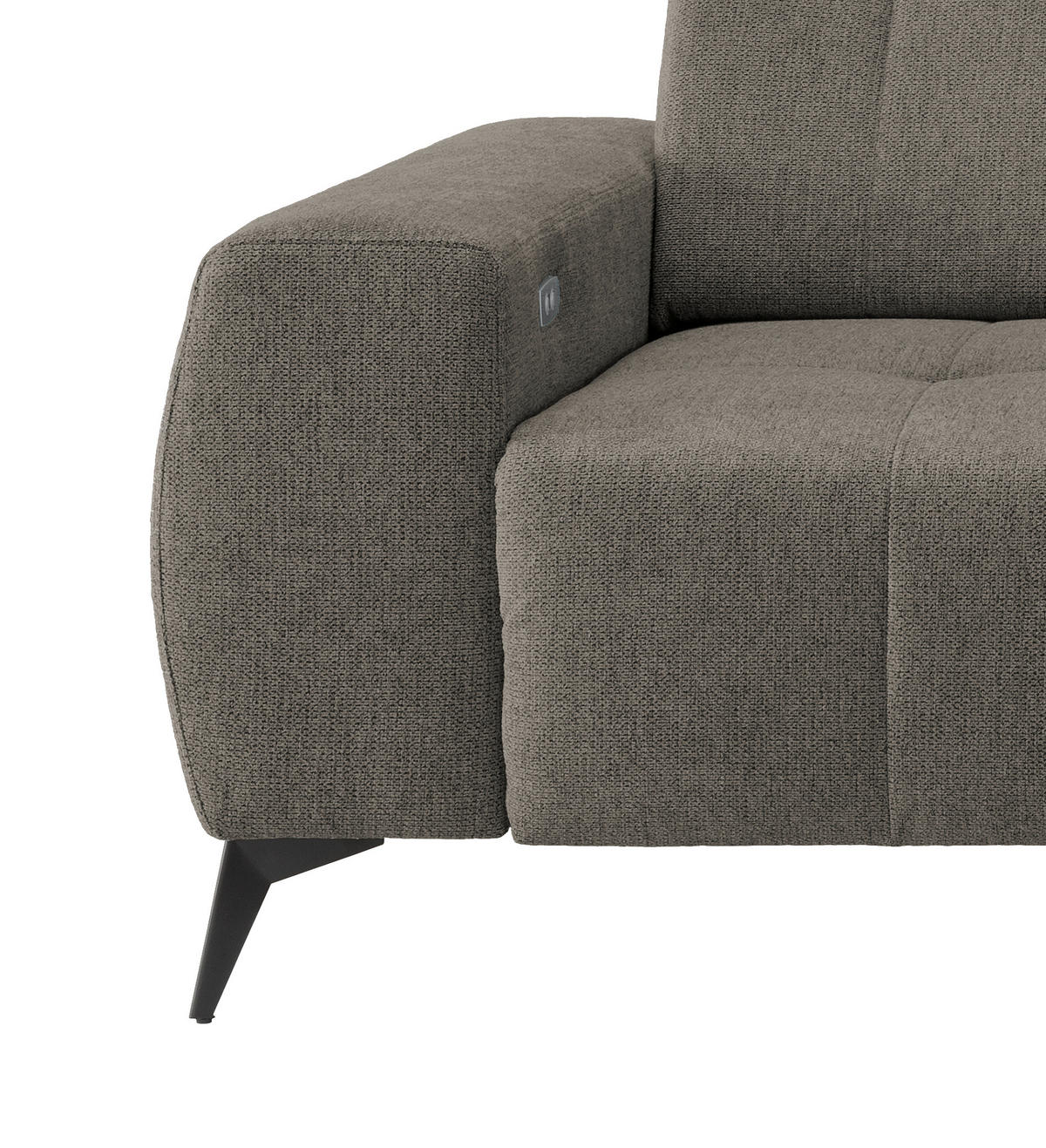 ECKSOFA in Chenille Graubraun  - Graubraun/Schwarz, Modern, Textil/Metall (258/180cm) - Livetastic