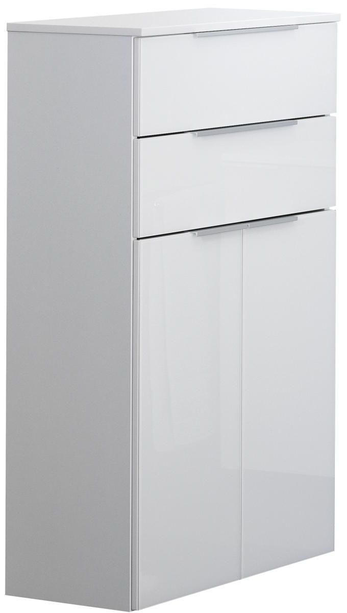 MIDISCHRANK 61/106,5/32 cm  - Silberfarben/Weiß, MODERN, Glas/Holzwerkstoff (61/106,5/32cm) - MID.YOU