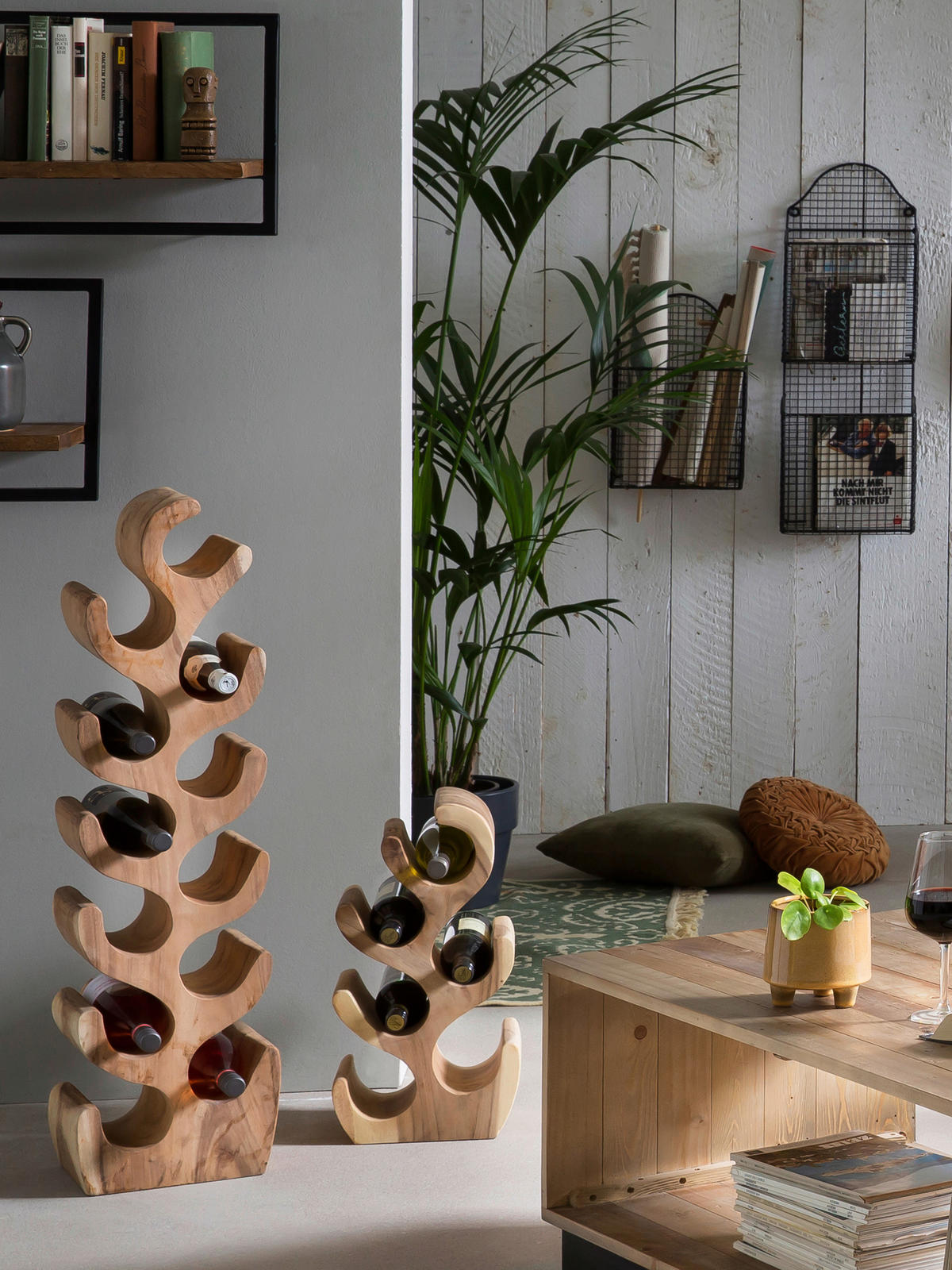 WEINREGAL  - Naturfarben, MODERN, Holz (28/100/19cm) - MID.YOU