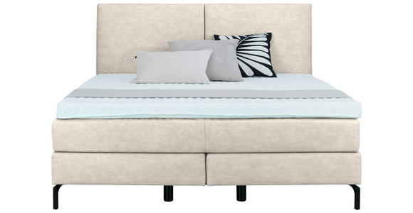 BOXSPRINGBETT 160/200 cm in Creme - Creme/Schwarz, KONVENTIONELL, Textil/Metall (160/200cm) - Dieter Knoll