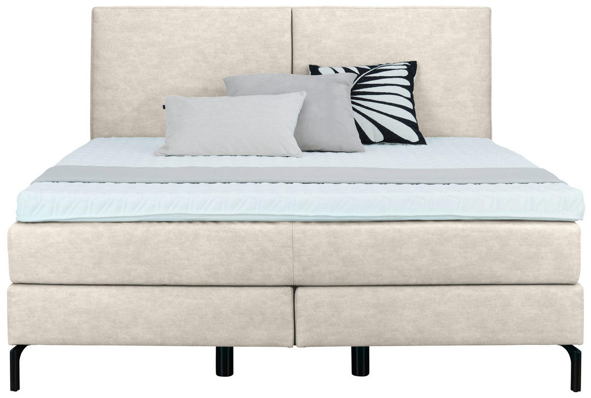 BOXSPRINGBETT 160/200 cm  in Creme  - Creme/Schwarz, Konventionell, Textil/Metall (160/200cm) - Dieter Knoll