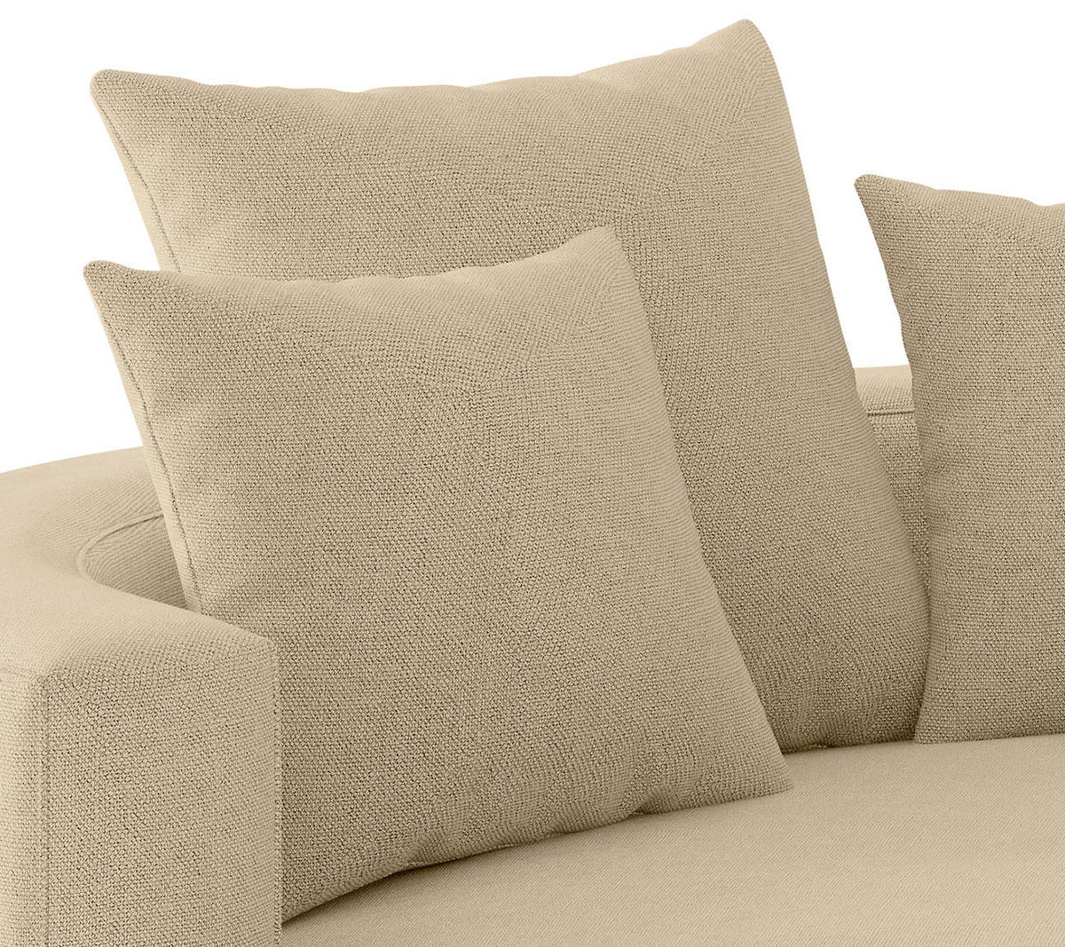 BIGSOFA in Webstoff Beige  - Beige/Schwarz, Design, Textil/Metall (283/150cm) - Livetastic