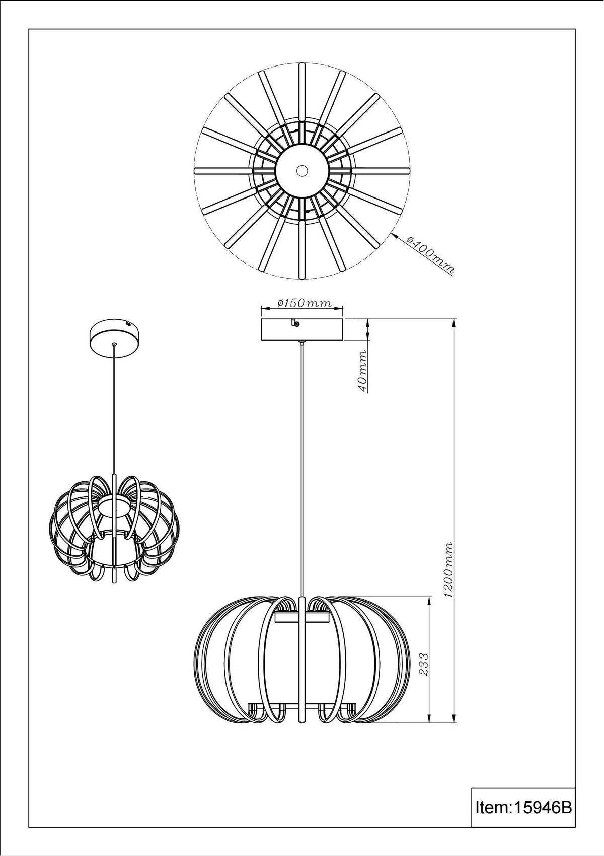 LED-HÄNGELEUCHTE 40/120 cm  - Schwarz/Weiß, Design, Kunststoff/Metall (40/120cm) - Globo