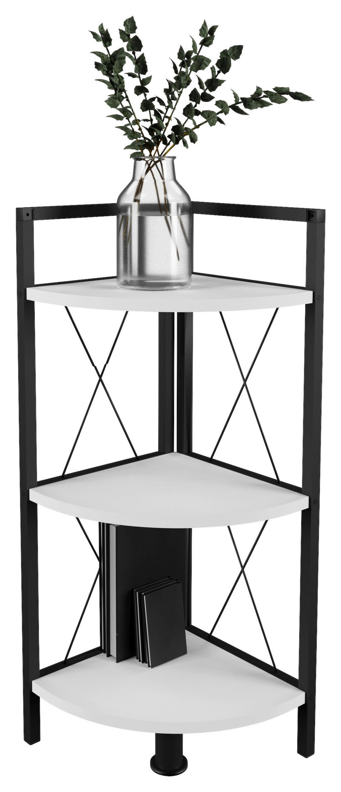 HÖRNHYLLA i 34/87/34 cm vit, svart  - vit/svart, Design, metall/trämaterial (34/87/34cm) - MID.YOU