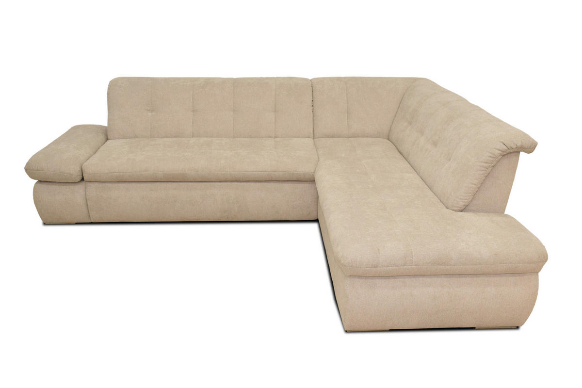 ECKSOFA Beige Mikrofaser  - Chromfarben/Beige, KONVENTIONELL, Textil/Metall (273/216cm) - MID.YOU