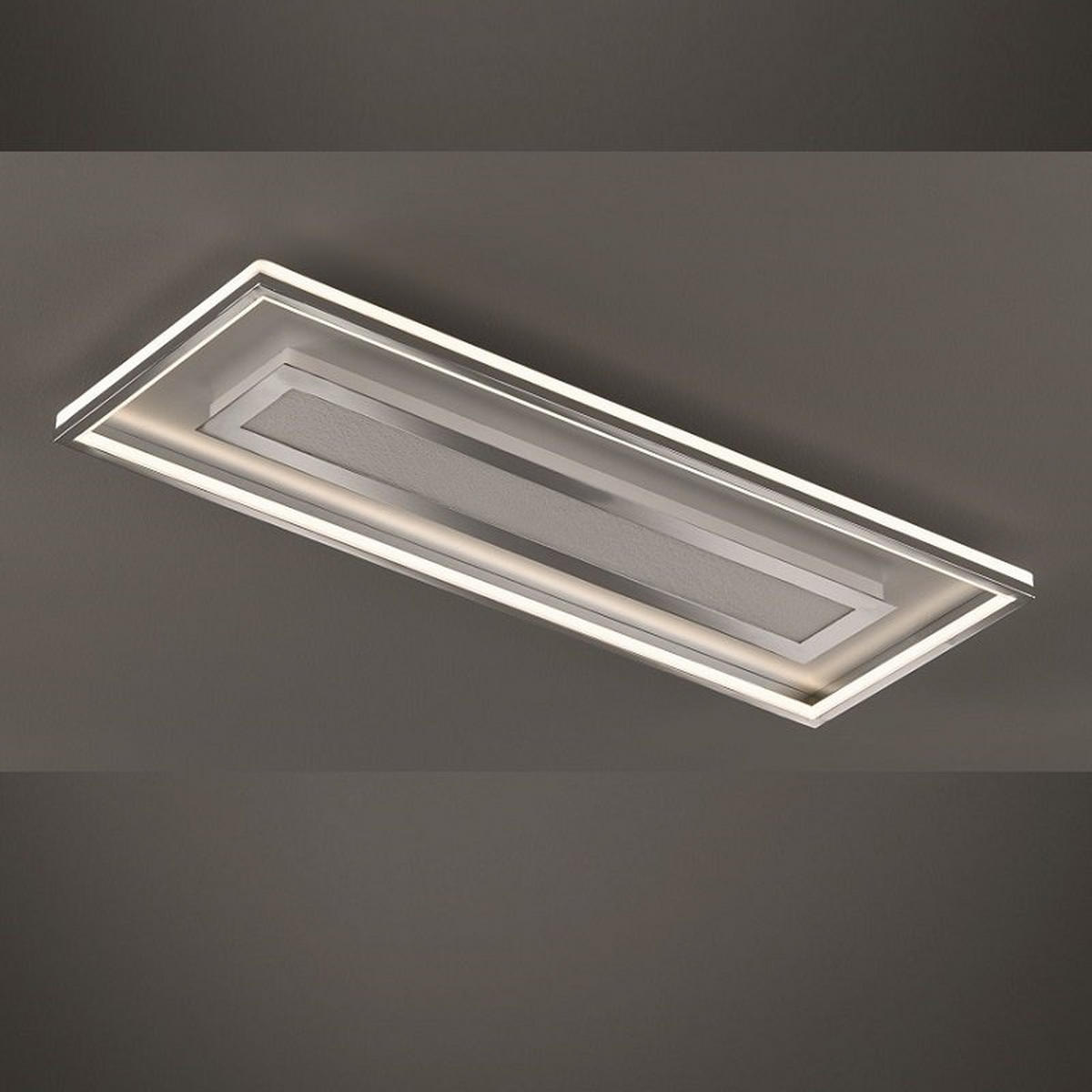 PLAFONNIER LED    110/40/8 cm  - Chromfarben/Alufarben, Design, Metall (110/40/8cm)