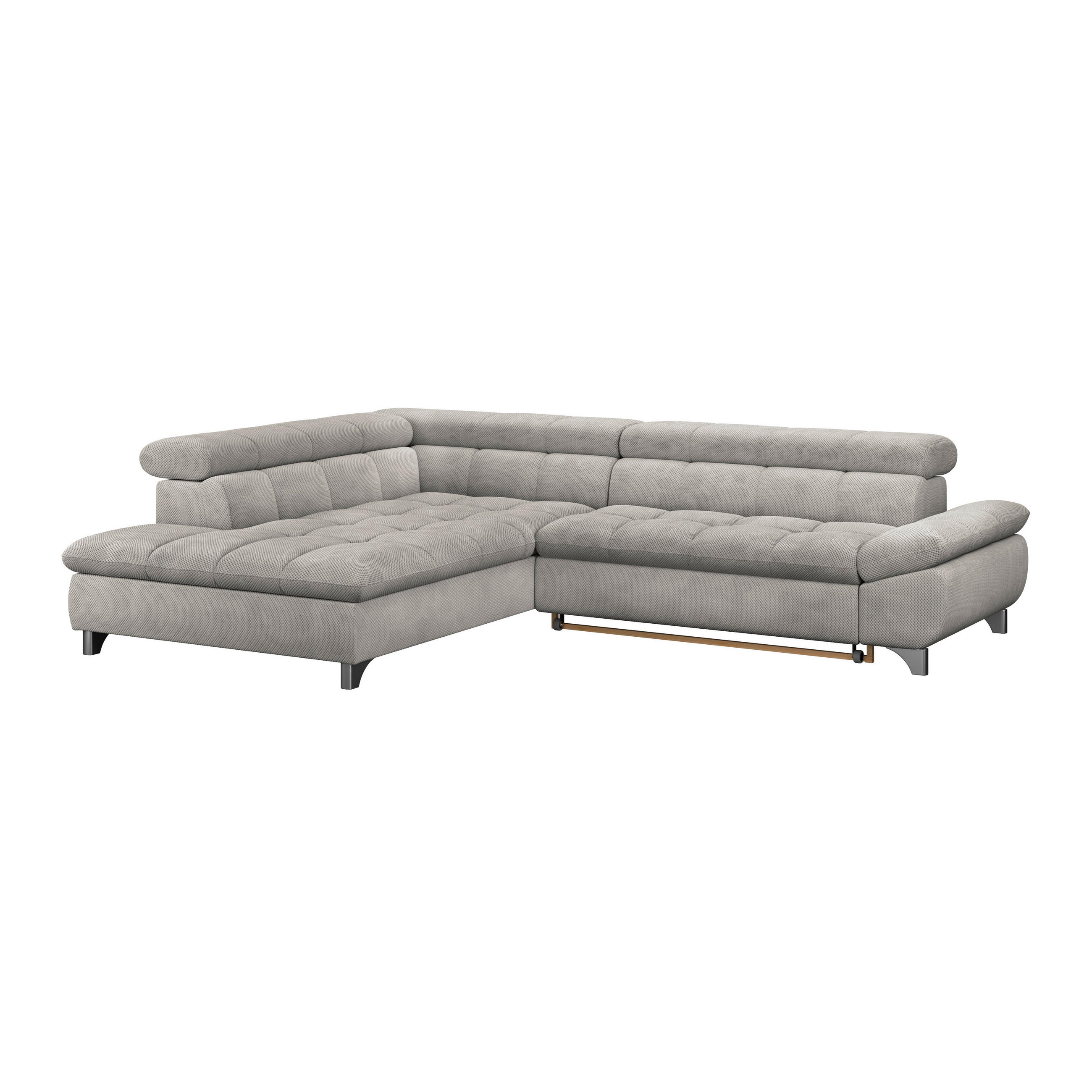 ECKSOFA Beige Chenille  - Chromfarben/Beige, KONVENTIONELL, Textil/Metall (234/312cm) - Livetastic
