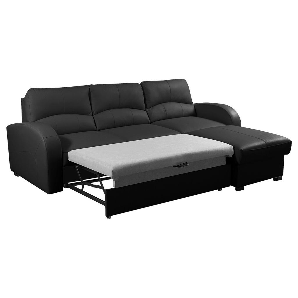 Thumbnail - Livetastic Ecksofa, Schwarz, Textil, Leder, Echtleder, Rindleder, 3-Sitzer, L-Form, 227x168 cm, Made in EU, Bettkasten e...