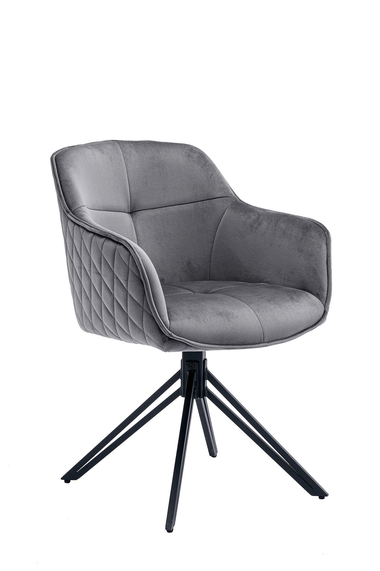 DREHSTUHL  in Samt Grau  - Schwarz/Grau, MODERN, Textil/Metall (59/83/60cm) - Livetastic