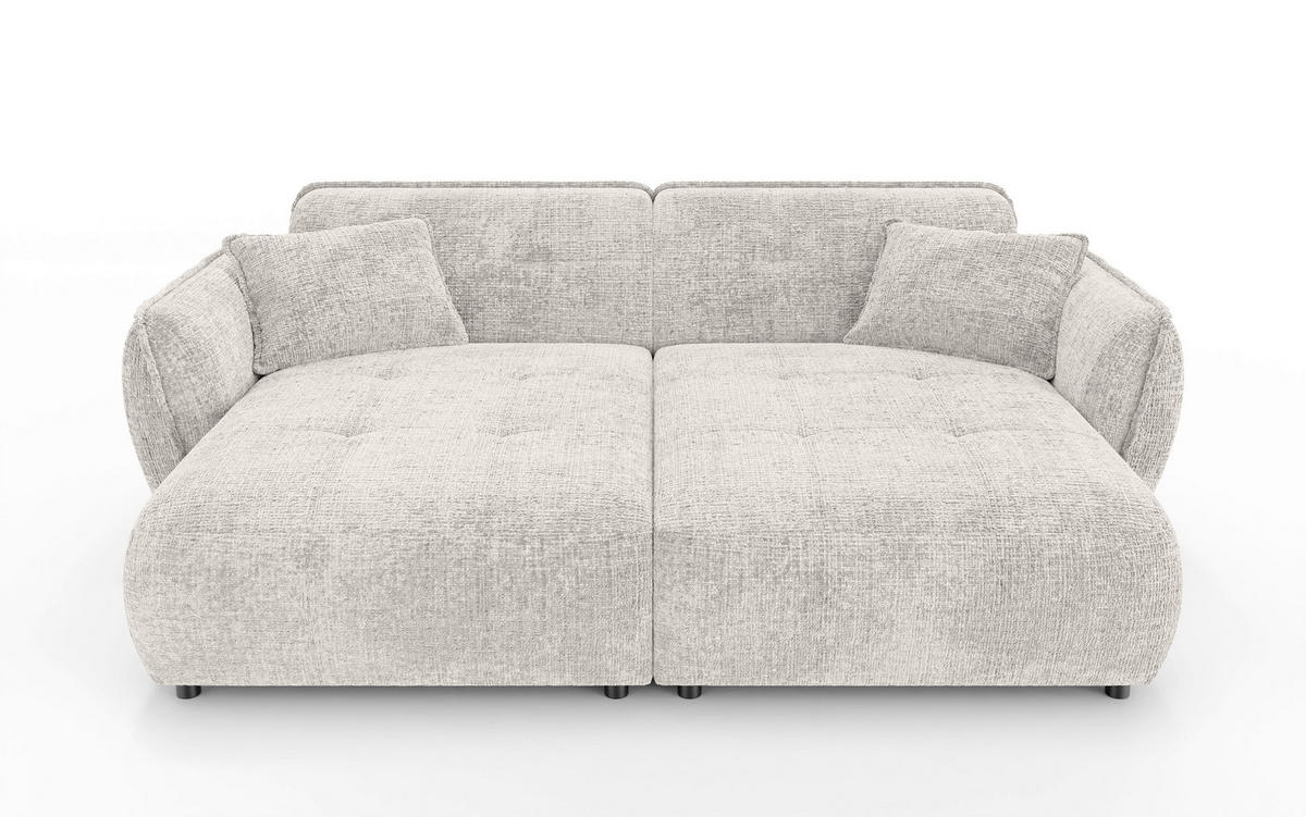BIGSOFA NELIA in Chenille Beige  - Beige/Schwarz, Design, Kunststoff/Textil (252/81/155cm) - P & B