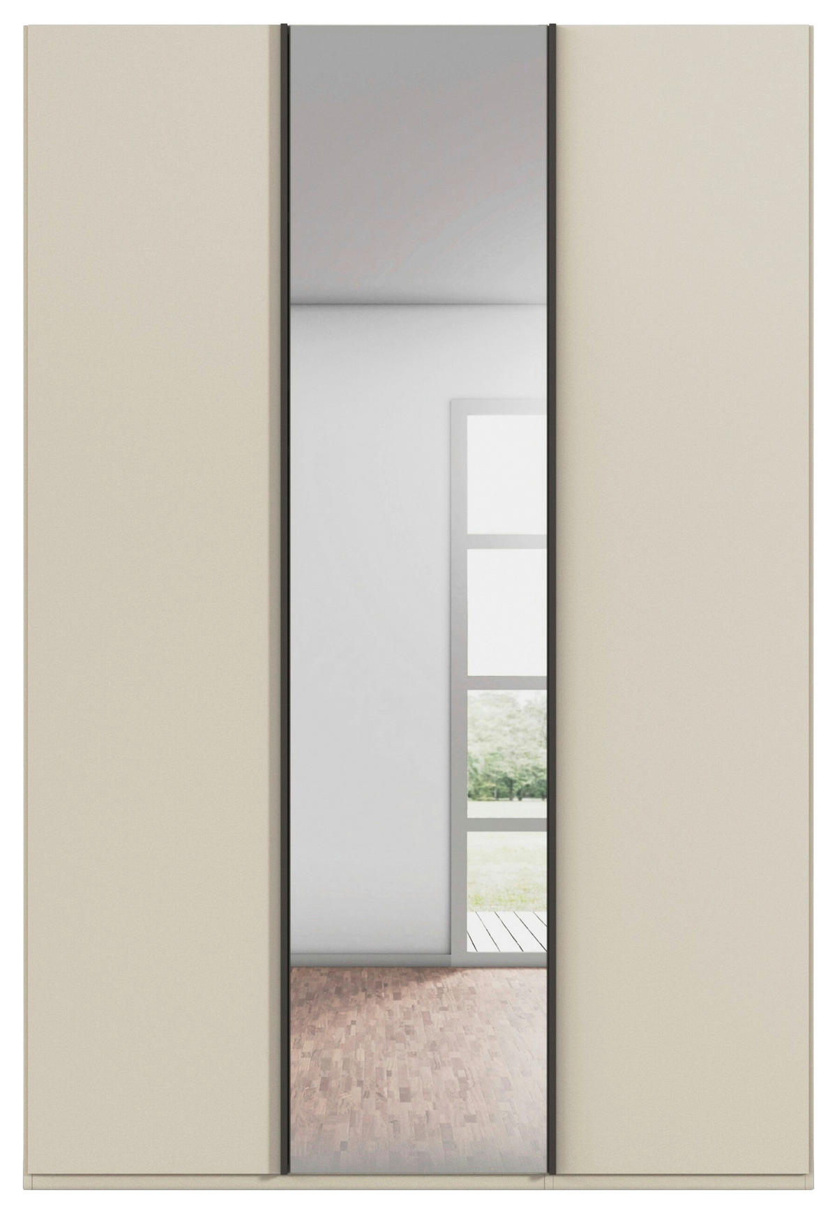 DREHTÜRENSCHRANK 151/235/61 cm,  in Champagner, 3-türig  - Champagner/Graphitfarben, Basics, Glas/Holzwerkstoff (151/235/61cm) - Novel