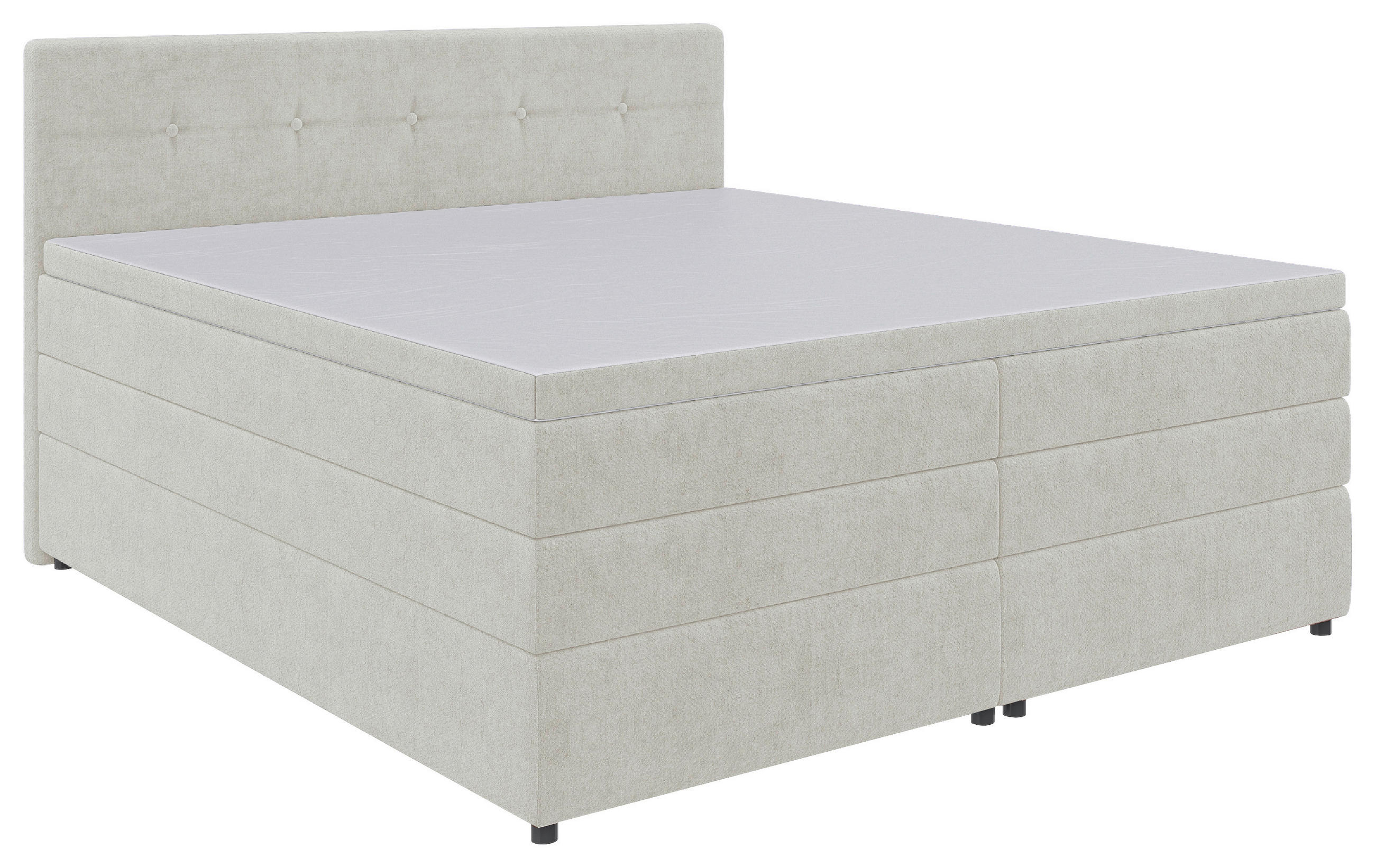 BOXSPRINGBETT 200/200 cm  in Creme  - Creme/Schwarz, KONVENTIONELL, Kunststoff/Textil (200/200cm) - Carryhome