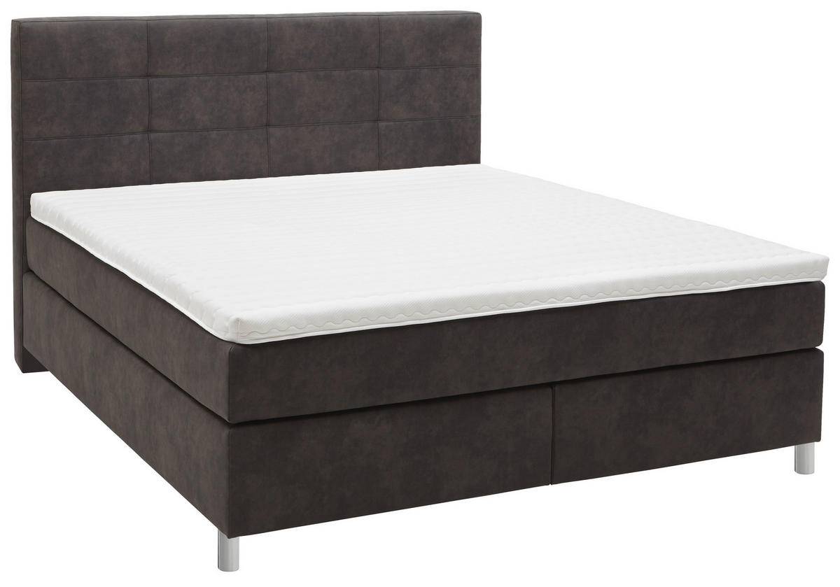 BOXSPRINGBETT 180/200 cm  in Schlammfarben  - Chromfarben/Schlammfarben, KONVENTIONELL, Kunststoff/Textil (180/200cm) - Voleo