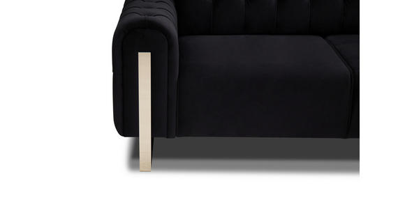 2-SITZER-SOFA  in Velours Schwarz  - Goldfarben/Schwarz, KONVENTIONELL, Textil/Metall (194/90/97cm) - Carryhome