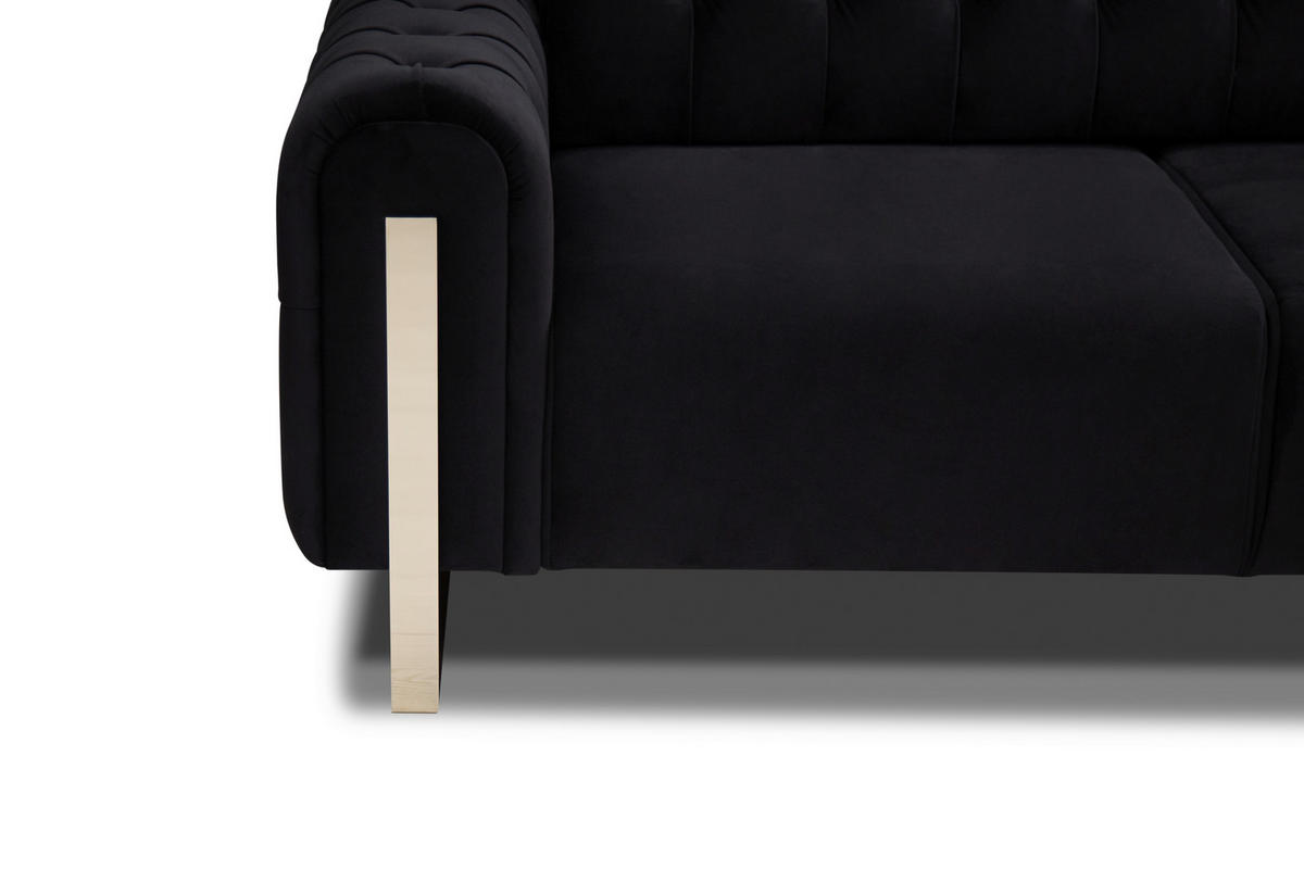 2-SITZER-SOFA  in Velours Schwarz  - Goldfarben/Schwarz, KONVENTIONELL, Textil/Metall (194/90/97cm) - Carryhome