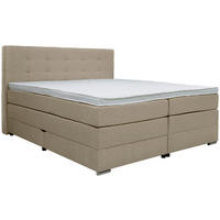BOXSPRINGBETT 160/200 cm,  in Greige, Matratze, Bettkasten, Topper, H3 = fest  - Greige/Silberfarben, KONVENTIONELL, Holz/Holzwerkstoff (160/200cm) - Moderano