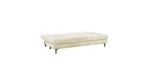 SCHLAFSOFA Chenille Creme Rückenkissen, Armlehnenkissen, Bettkasten, Schlaffunktion, Rücken echt  - Creme/Schwarz, KONVENTIONELL, Textil/Metall (203/94/96cm) - Carryhome