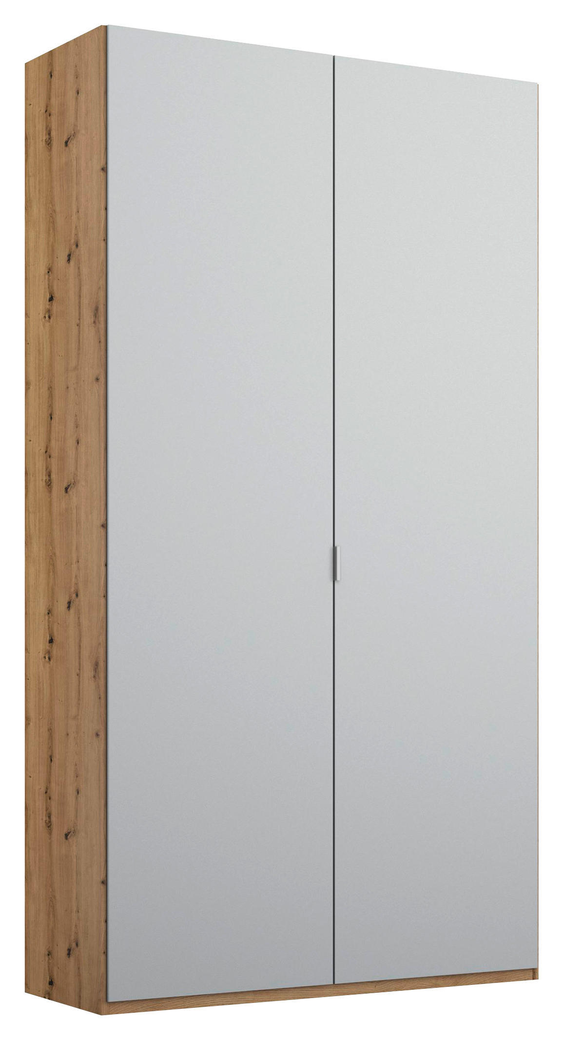 DREHTÜRENSCHRANK 2-türig Grau, Eichefarben  - Eichefarben/Alufarben, Trend, Holzwerkstoff/Metall (101/223/60cm) - Stylife