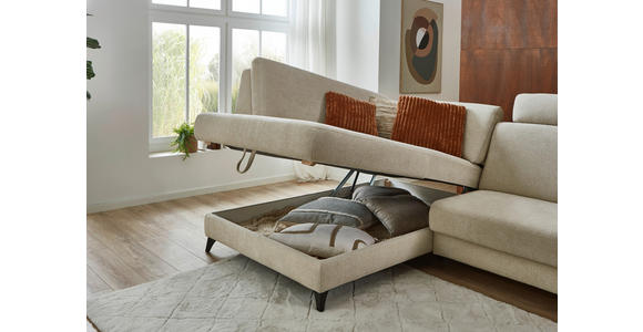 ECKSOFA Beige Chenille  - Beige/Schwarz, Design, Textil/Metall (182/239cm) - Valnatura