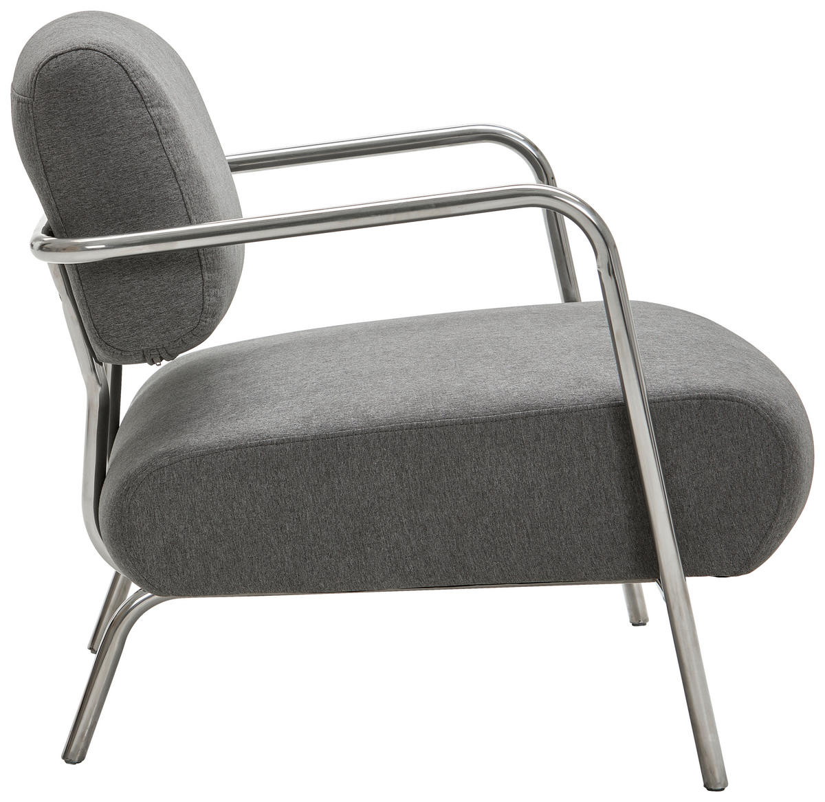 SESSEL in Leinenoptik Grau, Chromfarben  - Chromfarben/Grau, Trend, Textil/Metall (70/82/74cm) - Livetastic
