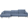 ECKSOFA in Echtleder Hellblau  165/313 cm  - Schwarz/Hellblau, Design, Leder/Metall (165/313cm) - Emilio Belluti