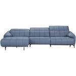 ECKSOFA in Echtleder Hellblau  165/313 cm  - Schwarz/Hellblau, Design, Leder/Metall (165/313cm) - Emilio Belluti