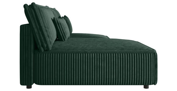 ECKSOFA Dunkelgrün Cord Zierkissen, Rückenkissen, Schlaffunktion, Rücken echt  - Dunkelgrün/Schwarz, MODERN, Kunststoff/Textil (153/200cm) - Xora