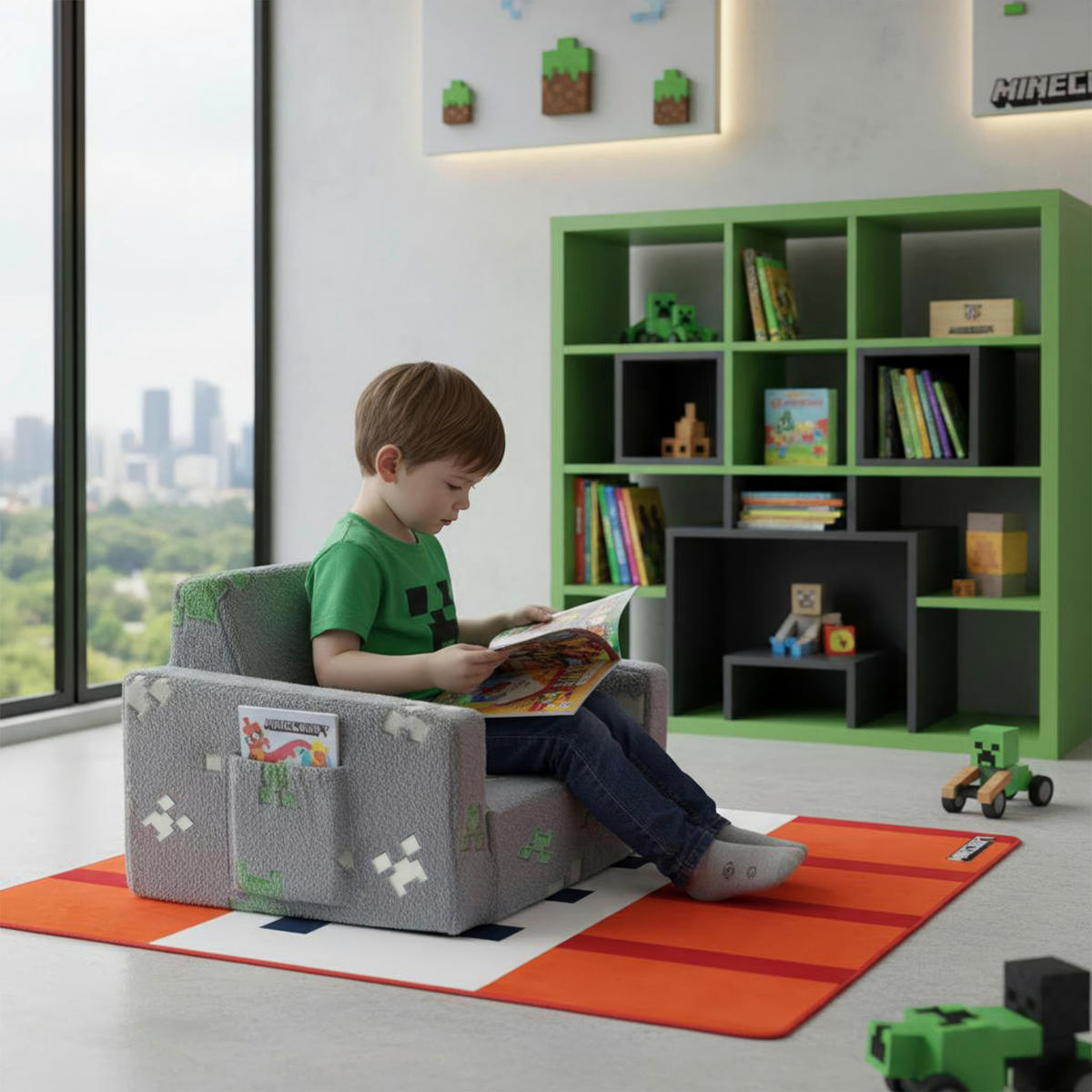 JUGEND- UND KINDERSOFA Minecraft in Grau  - Grau, Trend, Textil (105/58/41cm) - Minecraft