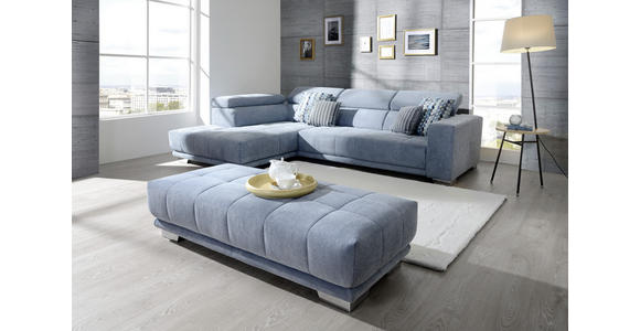 ECKSOFA in Mikrofaser Hellblau  - Chromfarben/Hellblau, Design, Textil/Metall (207/301cm) - Xora