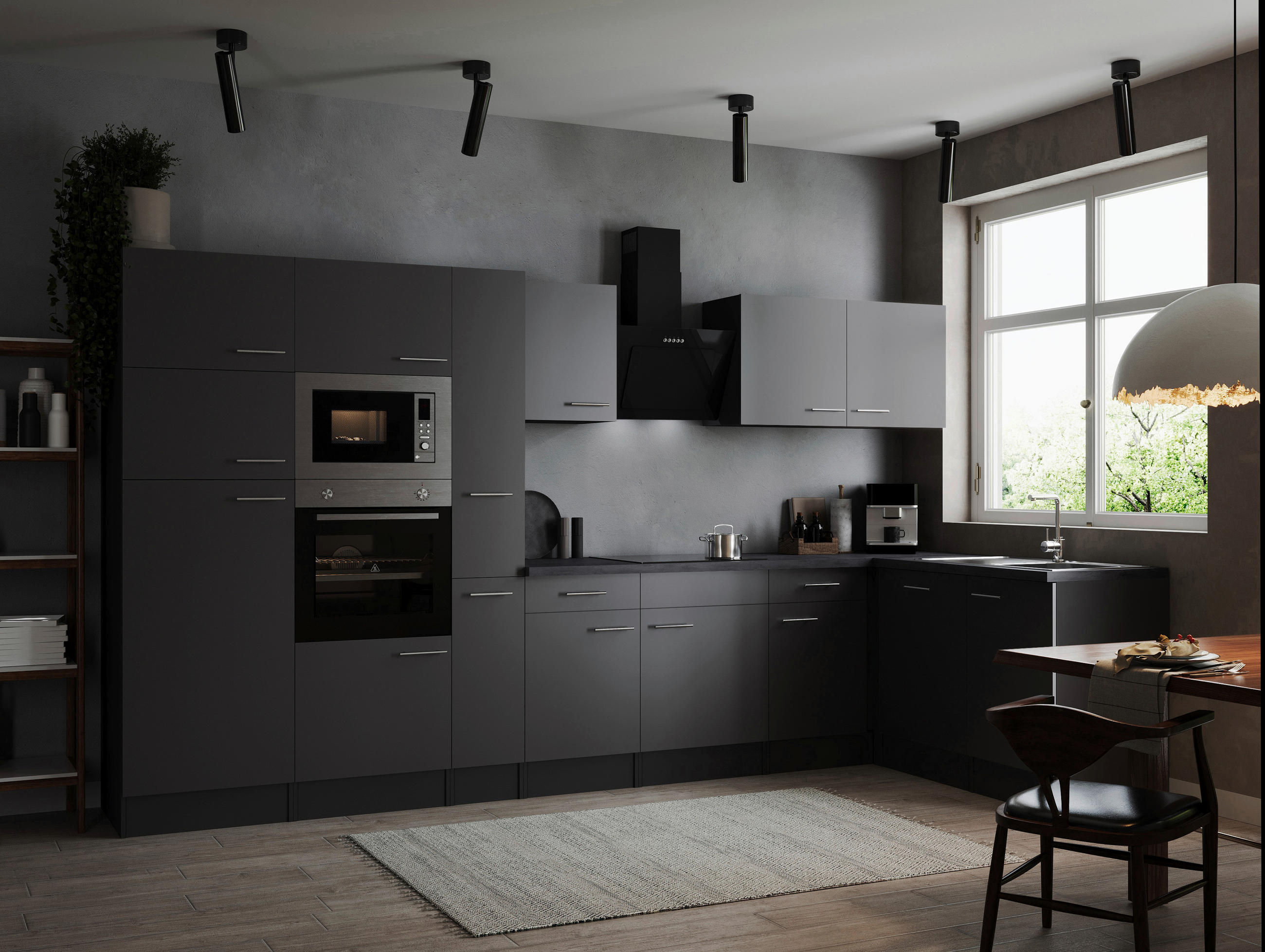 HÖRNKÖK 370/172 cm i grå - silver/grå, Design, metall/trämaterial (370/172cm) - Respekta