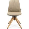 STUHL  in Echtleder pigmentiert Holz, Leder  - Eichefarben/Beige, Design, Leder/Holz (46/82,5-85,25/55cm) - Johann Jakob