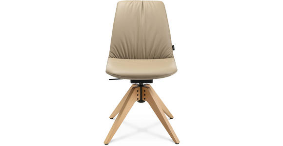 STUHL in Echtleder pigmentiert Holz, Leder - Eichefarben/Beige, Design, Leder/Holz (46/82,5-85,25/55cm) - Johann Jakob