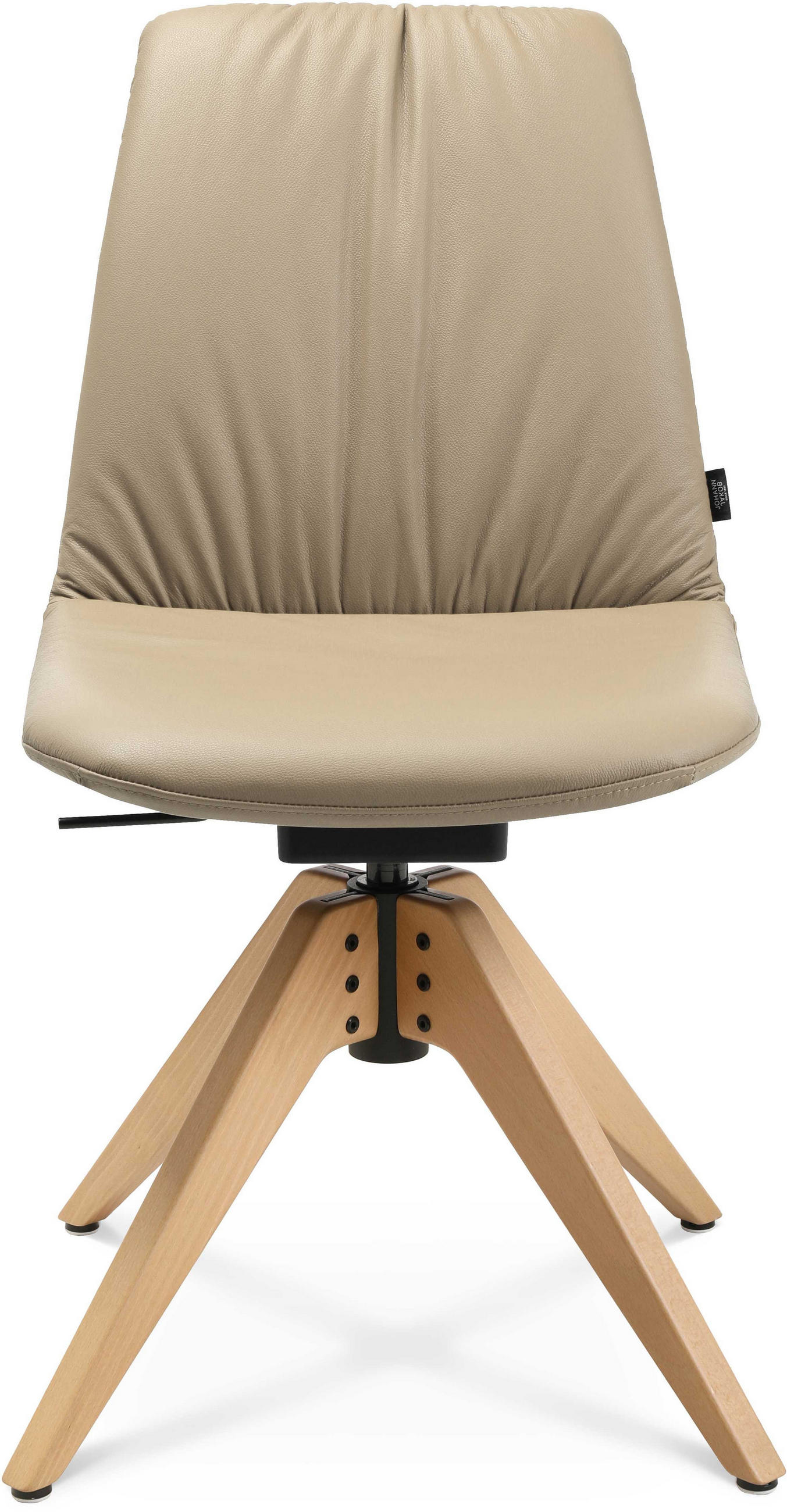 STUHL  in Echtleder pigmentiert Holz, Leder  - Eichefarben/Beige, Design, Leder/Holz (46/82,5-85,25/55cm) - Johann Jakob