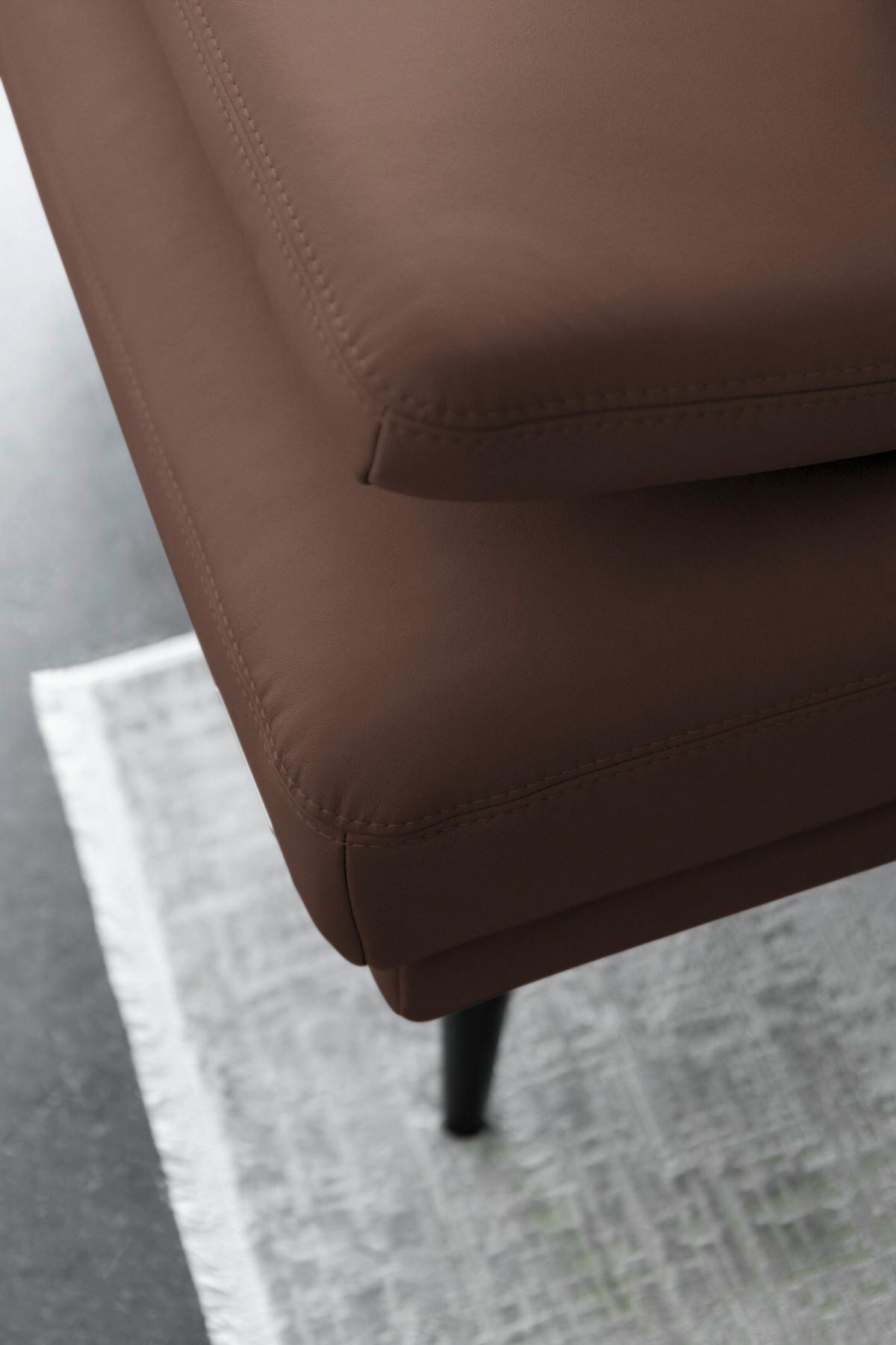 ECKSOFA Echtleder Mokka  - Schwarz/Mokka, Konventionell, Leder/Metall (180/301cm) - Joop!