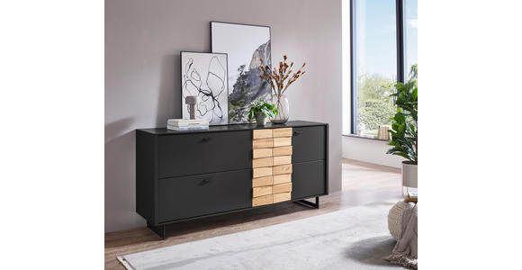 SIDEBOARD Grau, Eichefarben  186/87,2/46,4 cm  - Eichefarben/Anthrazit, Design, Holz/Holzwerkstoff (186/87,2/46,4cm) - Novel