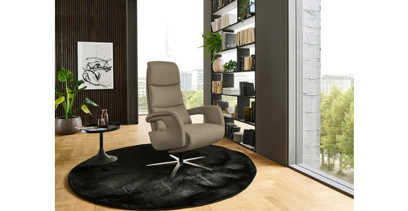 RELAXSESSEL in Leder Schlammfarben  - Edelstahlfarben/Schlammfarben, Design, Leder/Metall (76/119/86cm) - Dieter Knoll