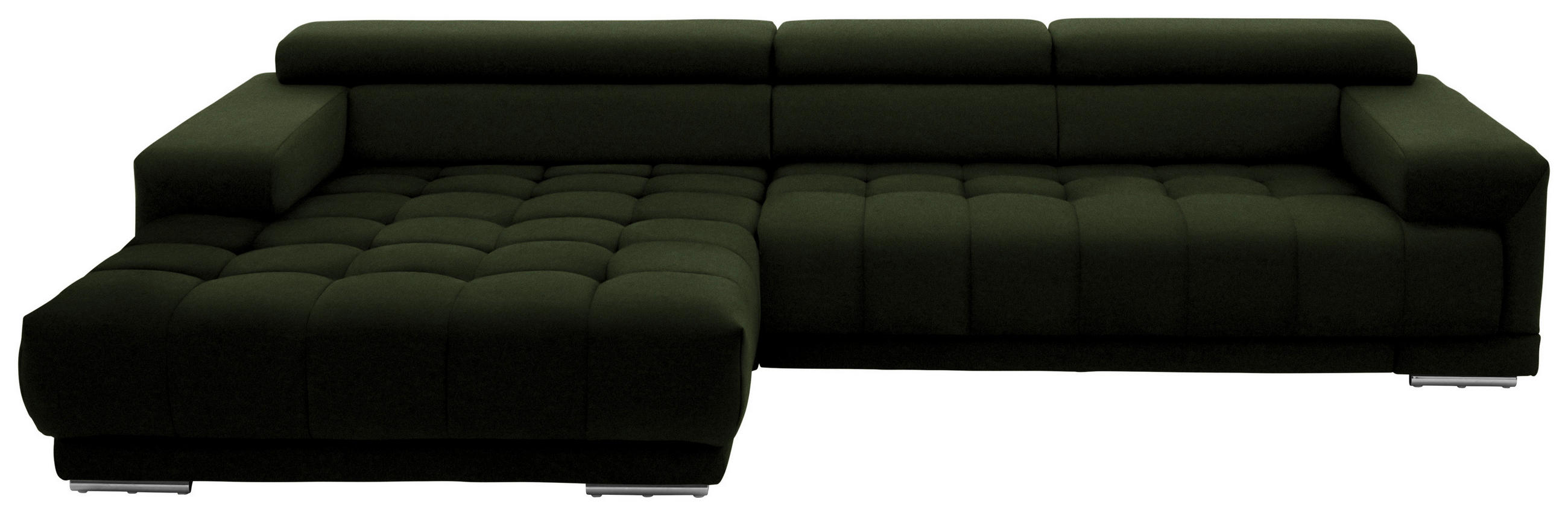 ECKSOFA Mikrofaser Waldgrün  - Waldgrün/Silberfarben, Design, Textil/Metall (190/335cm) - Beldomo Speed