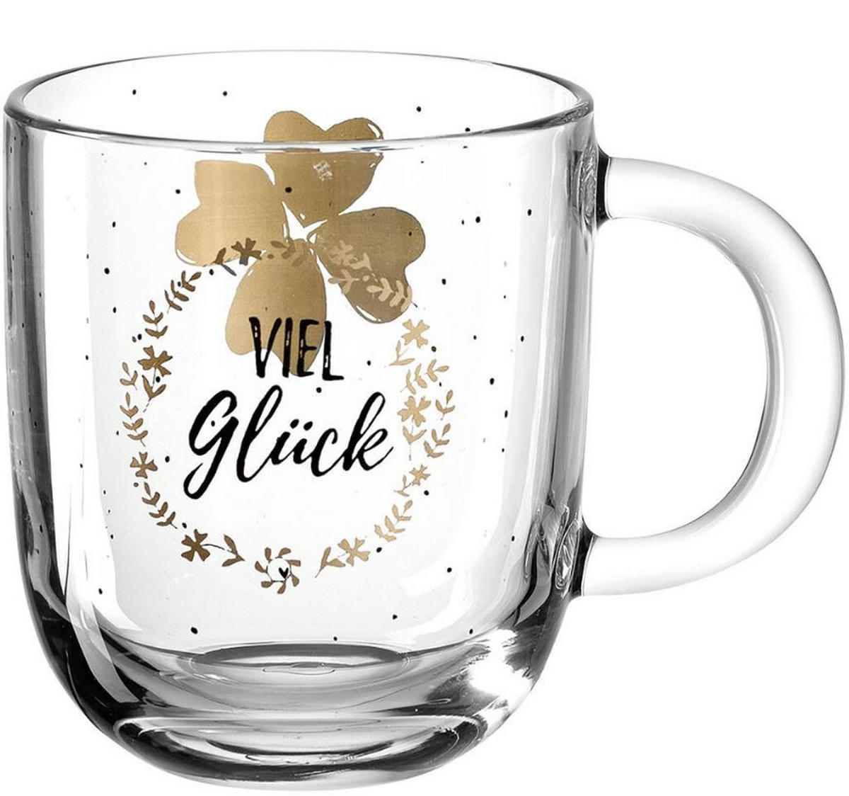 TASSE 400 ml  - Klar/Goldfarben, Trend, Glas (14/15/8,7cm) - Leonardo