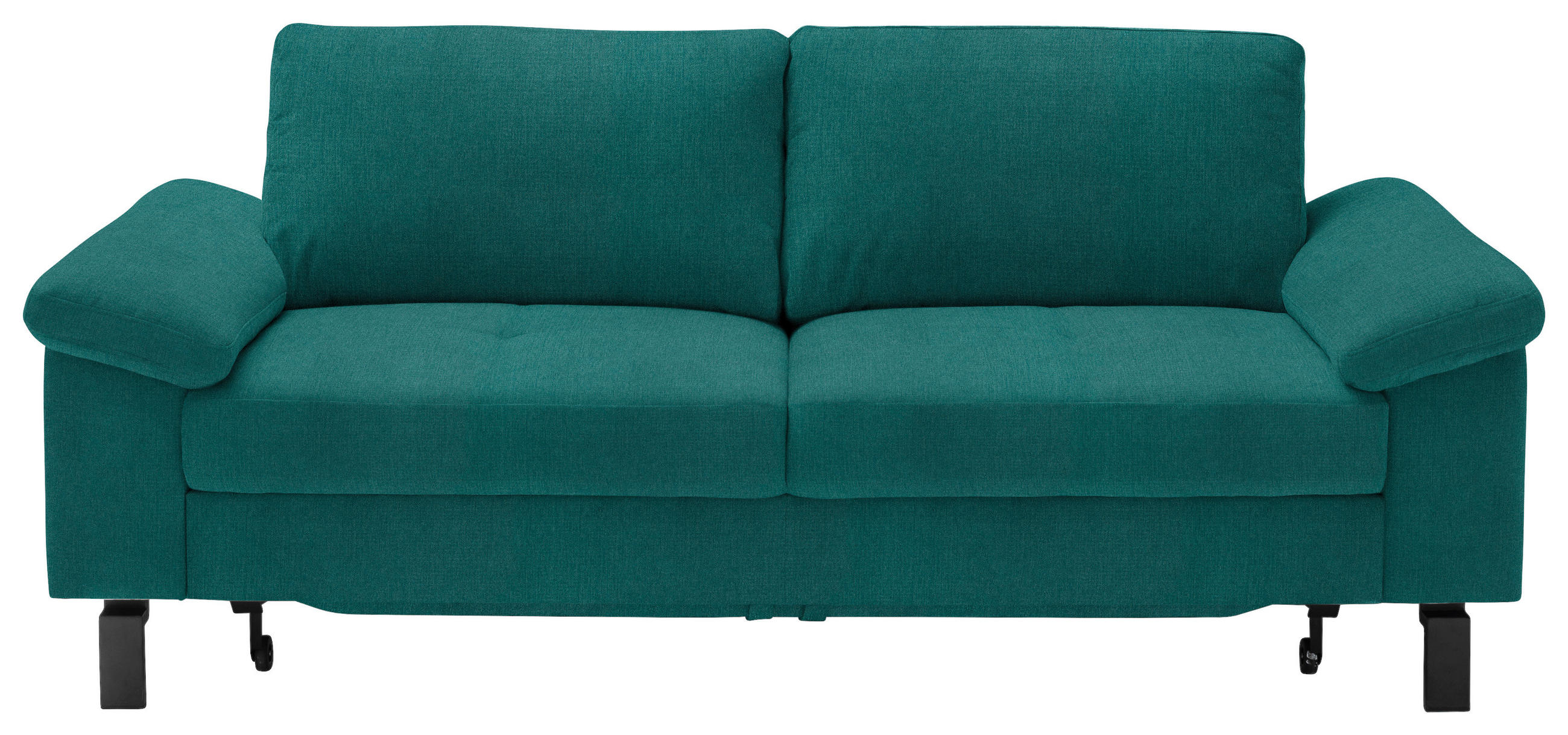 2,5-SITZER in Velours Petrol  - Petrol/Schwarz, Design, Textil/Metall (206/86/97cm) - Pure Home Lifestyle