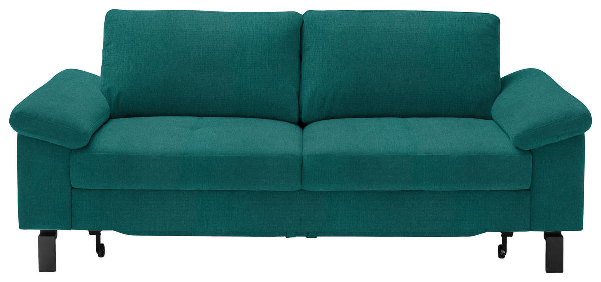 2,5-SITZER in Velours Petrol  - Petrol/Schwarz, Design, Textil/Metall (206/86/97cm) - Pure Home Lifestyle